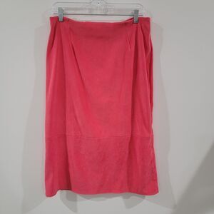 Cato‎ Womens Maxi Skirt Size 12 Pink Faux Suede Bright Twee